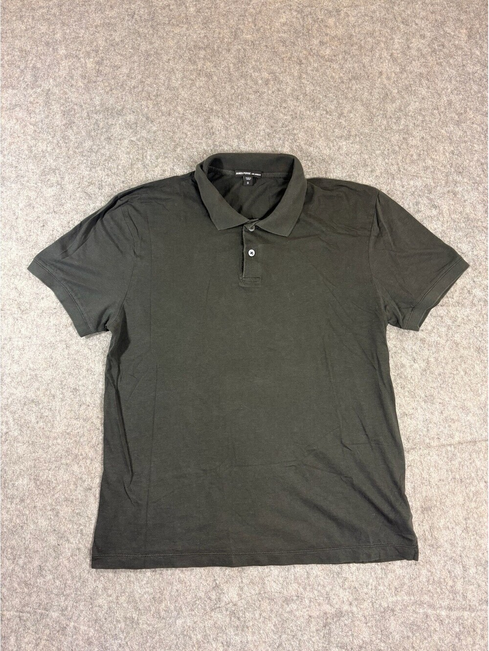 Standard James Perse Shirt Womens Sz 0 Cotton Jersey Polo Brown Short Sleeve